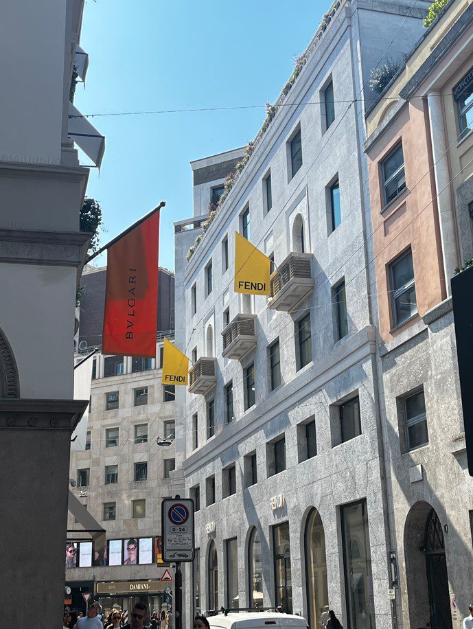 A street with fashion stores in Milan