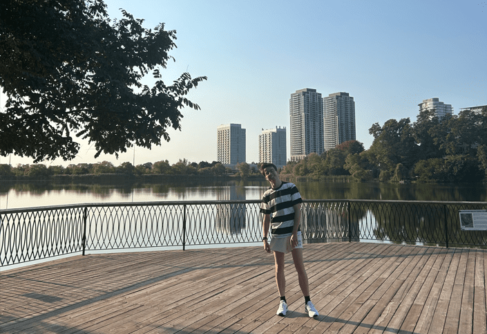 Arthur Sabalski in front of Toronto waterfront